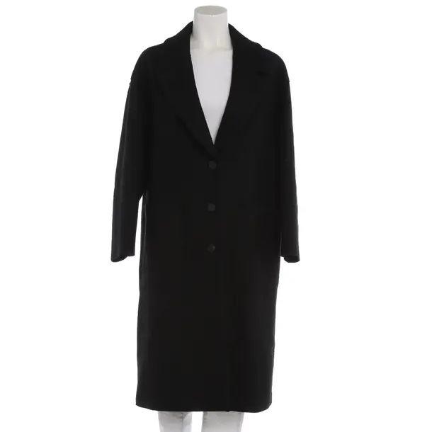 Mid-Season Coat in Black, Wool, Harris Wharf London