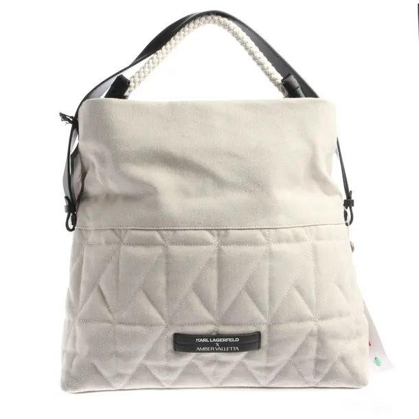 Shoulder Bag in White, Cotton, Karl Lagerfeld