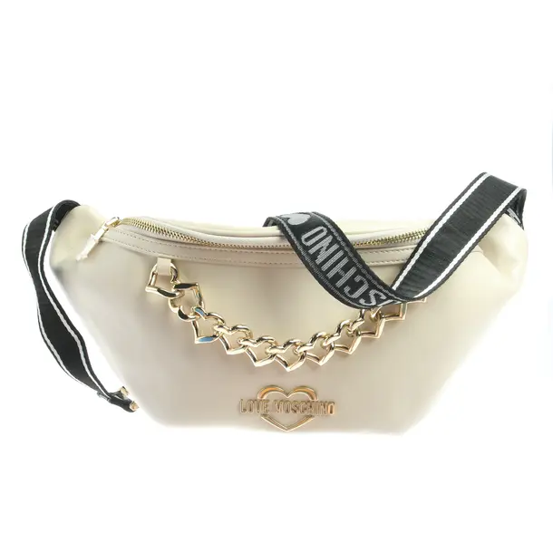 Gürteltasche in Weiß, Leder, Love Moschino