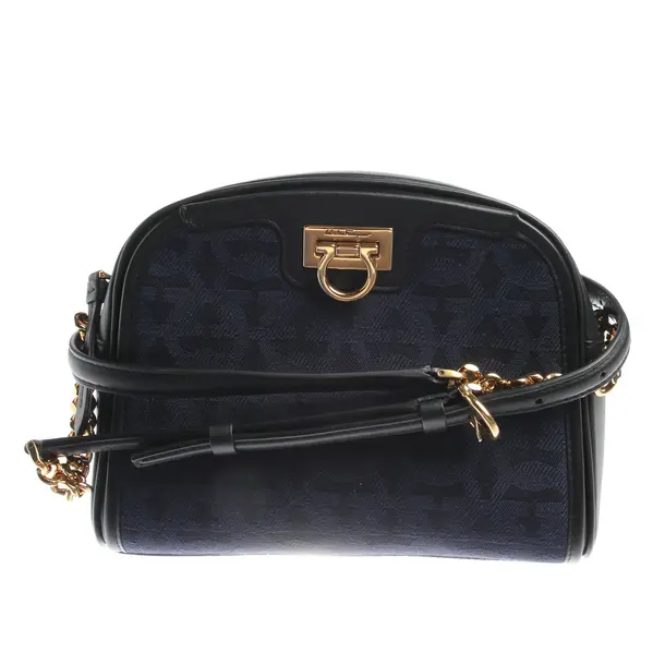 Shoulder Bag in Blue, Cotton, Salvatore Ferragamo