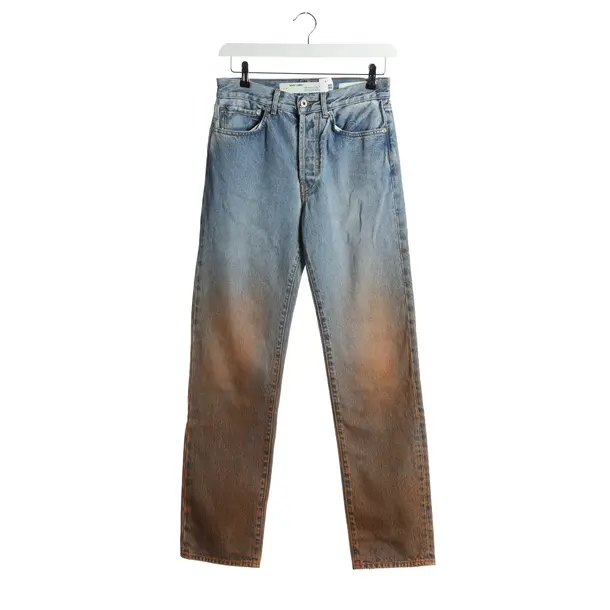 Straight Fit Jeans in Blue, Cotton, Off-White