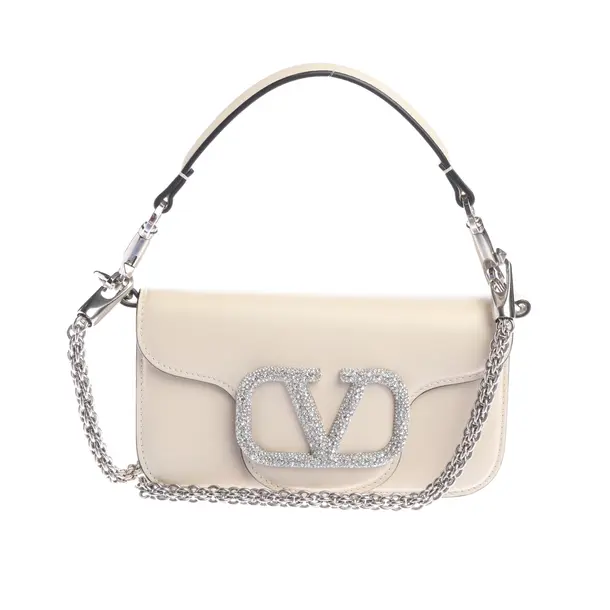 Schultertasche, in Beige, Leder, Valentino