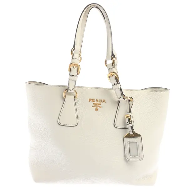 Shoulder Bag in White, Leather, Prada