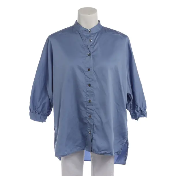 Blouse in Blue, Cotton, Closed