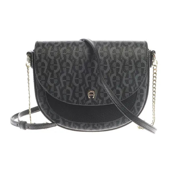Schultertasche in Schwarz, Leder, Aigner