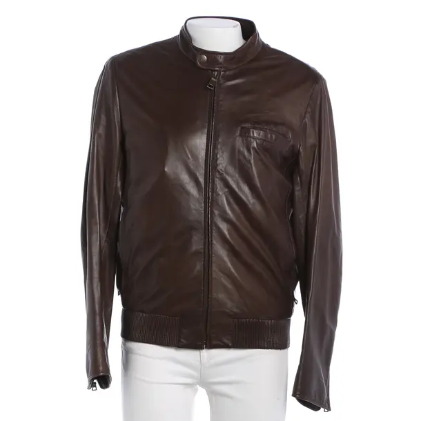 Leather Jacket, in Brown, Leather, Prada