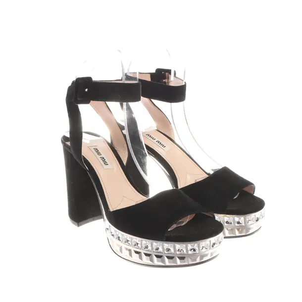 Heeled Sandals in Black, , Miu Miu