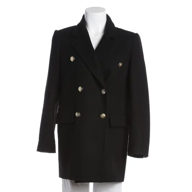 Mid-Season Coat, in Black, Wool, Maje