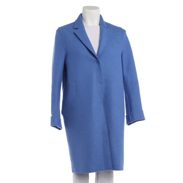 Mid-Season Coat in Blue, Wool, Harris Wharf London