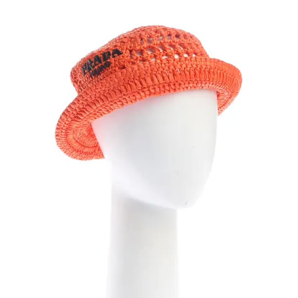 Hat, in Dark Orange, Viscose, Prada
