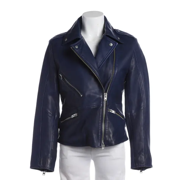 Giacca in pelle, in Blu, Pelle, Chiuso