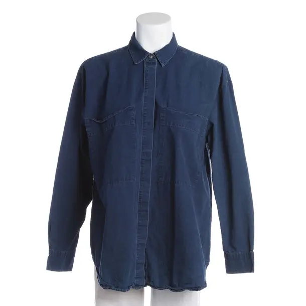 Blouse, in Blue, Cotton, Closed