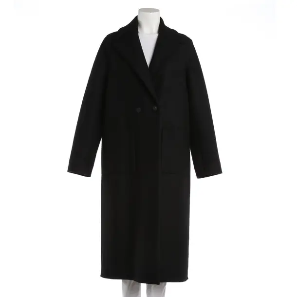 Mid-Season Coat, in Black, Wool, Harris Wharf London