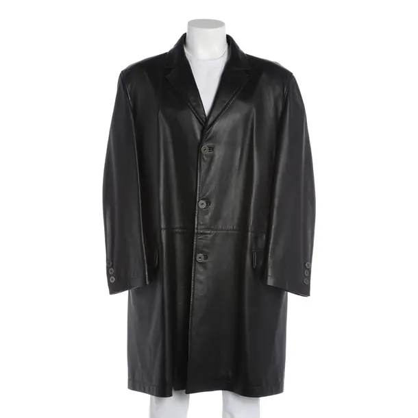 Leather Coat, in Black, Leather, Versace Jeans Couture