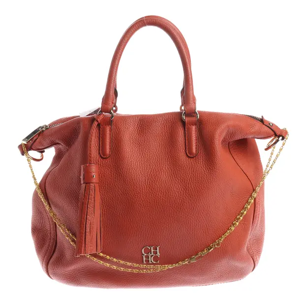 Handbag, in Dark Orange, Leather, Carolina Herrera