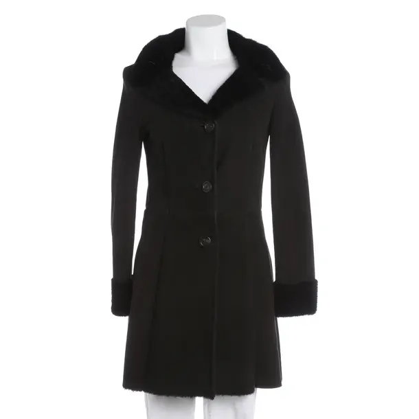 Leather Coat, in Black, Leather, Prada