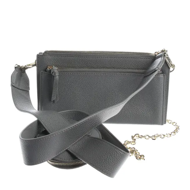 Shoulder Bag, in Gray, Leather, Aigner
