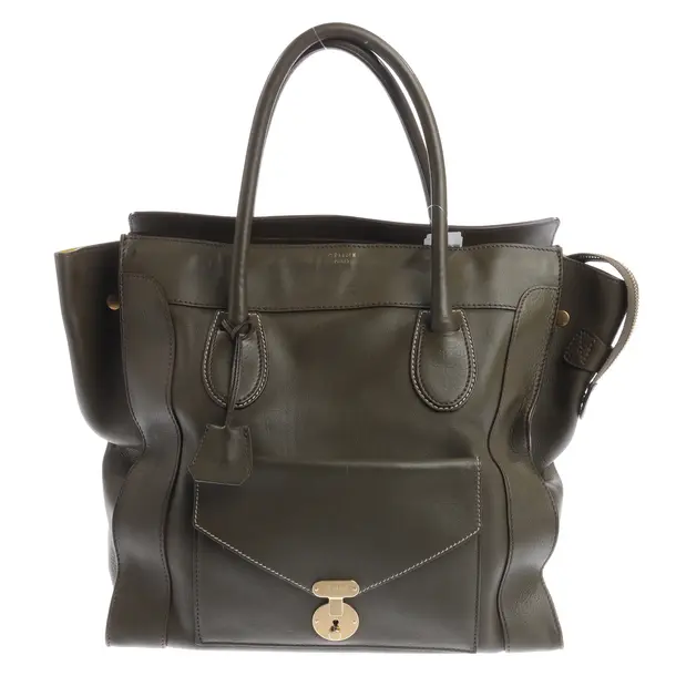 Handbag, in Green, Leather, Céline