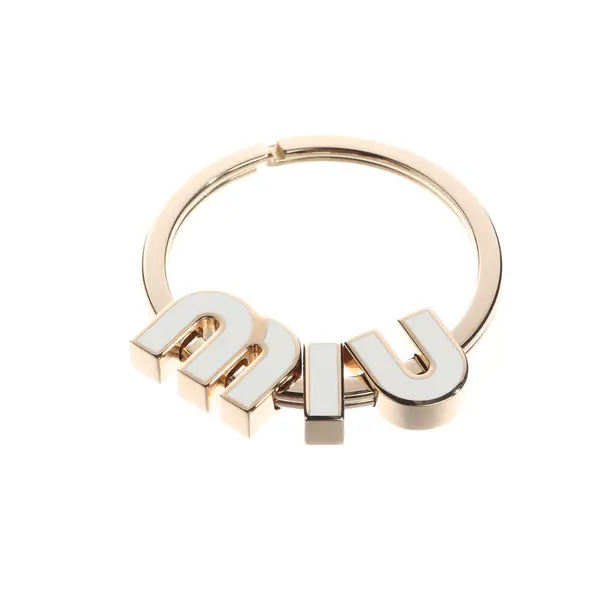 Keyring, in Gold, Metal (metallic, metallised), Miu Miu