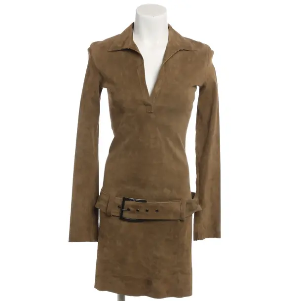 Kleid, in Olivgrün, Leder, Jitrois