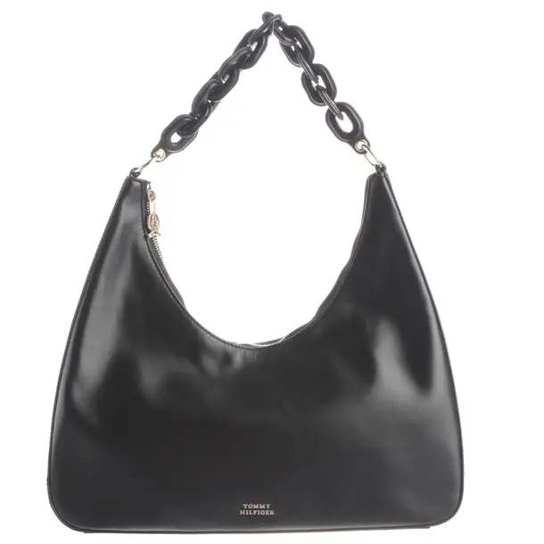 Schultertasche, in Schwarz, Leder, Tommy Hilfiger