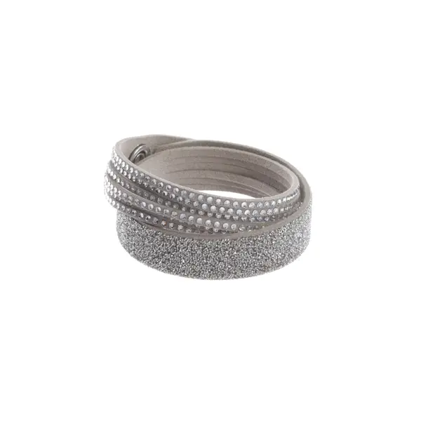 Armband, in Hellgrau, Leder, Swarovski