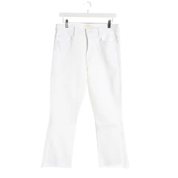 Straight Fit Jeans, in White, Cotton, Mother