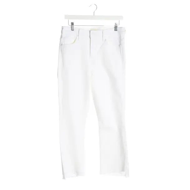 Straight Fit Jeans, in White, Cotton, Mother