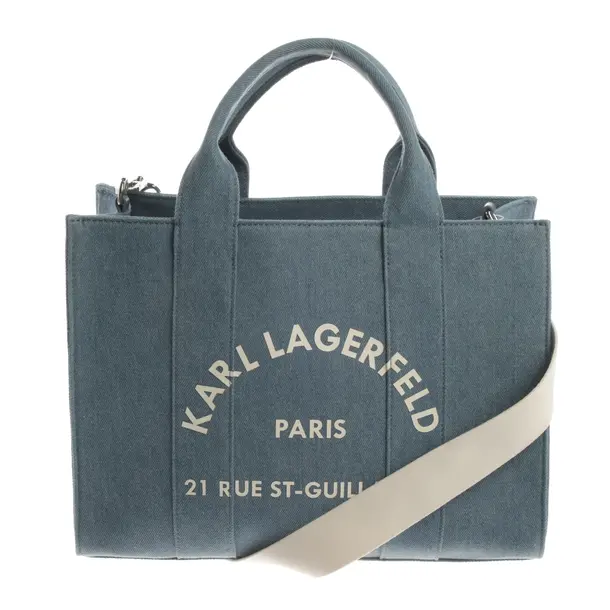 Handtasche, in Hellblau, Baumwolle, Karl Lagerfeld