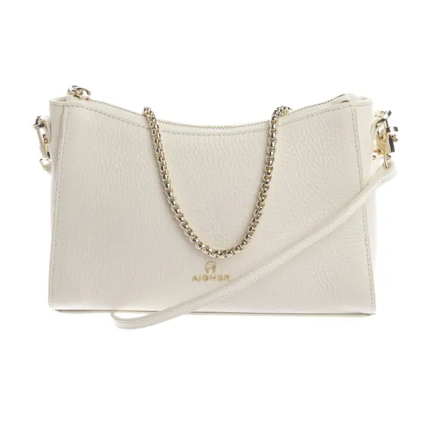 Shoulder Bag, in White, Leather, Aigner