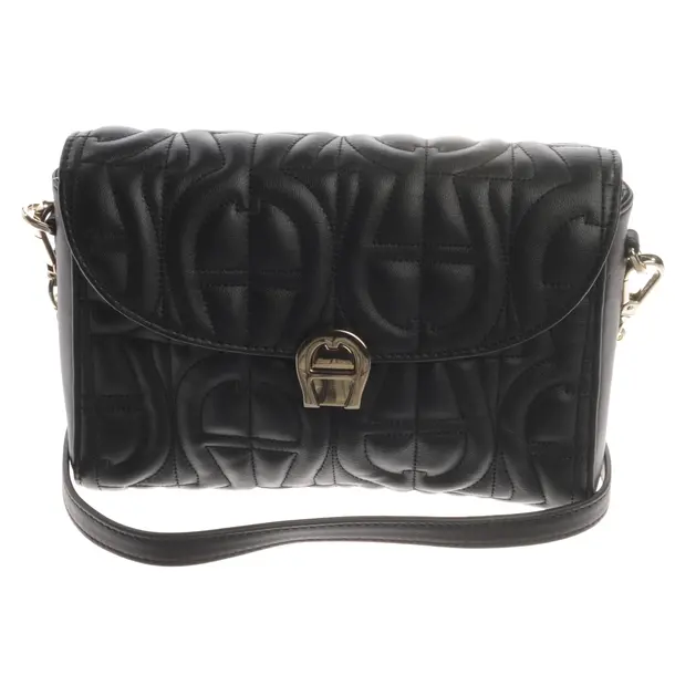 Schultertasche, in Schwarz, Leder, Aigner