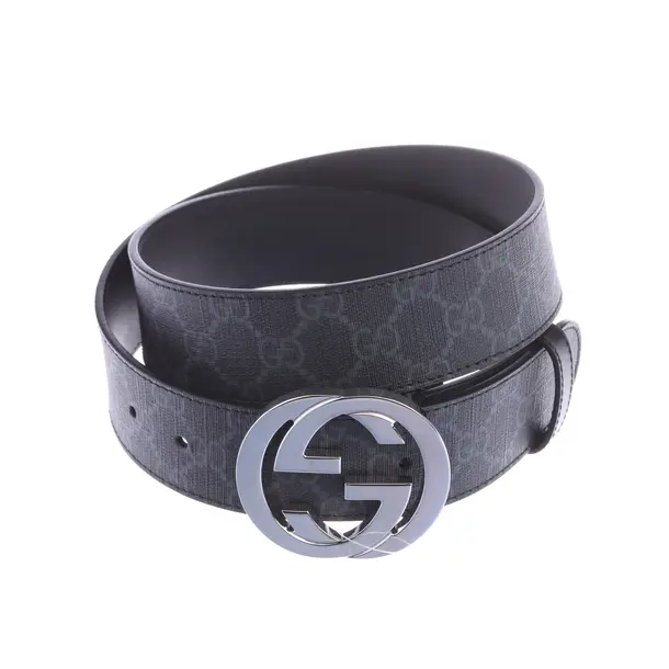 Belt, in Gray, Leather, Gucci