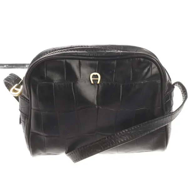 Shoulder Bag, in Black, Leather, Aigner