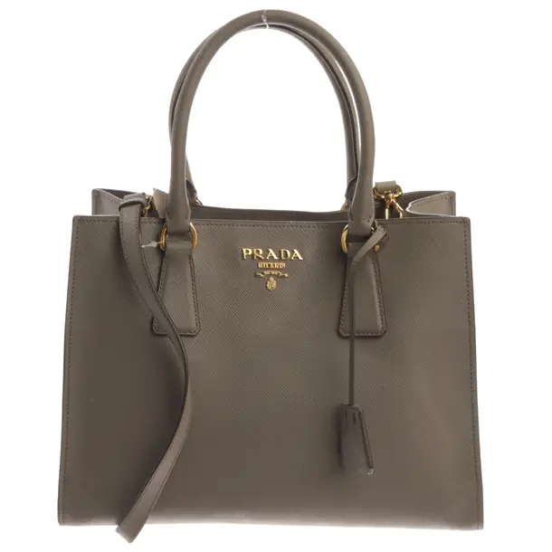 Handbag, in Gray, Leather, Prada