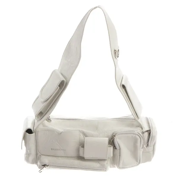 Shoulder Bag, in White, Leather, Balenciaga