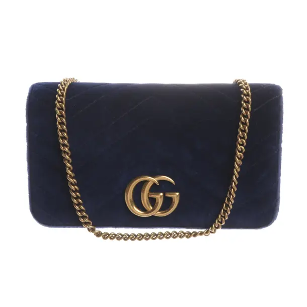 Schultertasche, in Blau, Samt, Gucci