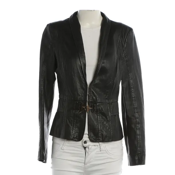 Giacca in pelle, in Nero, Pelle, Elisabetta Franchi