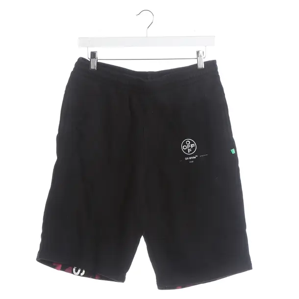 Shorts, in Black, Cotton, Off-White