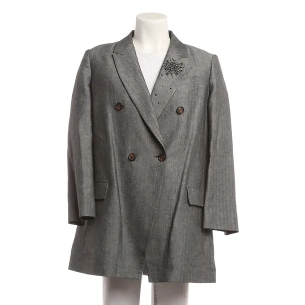 Blazer, in Grau, Baumwolle, Brunello Cucinelli
