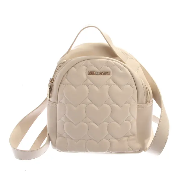 Rucksack in Weiß, Leder, Love Moschino