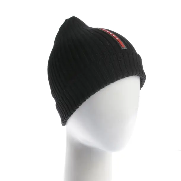 Beanie in Black, Wool, Prada Linea Rossa
