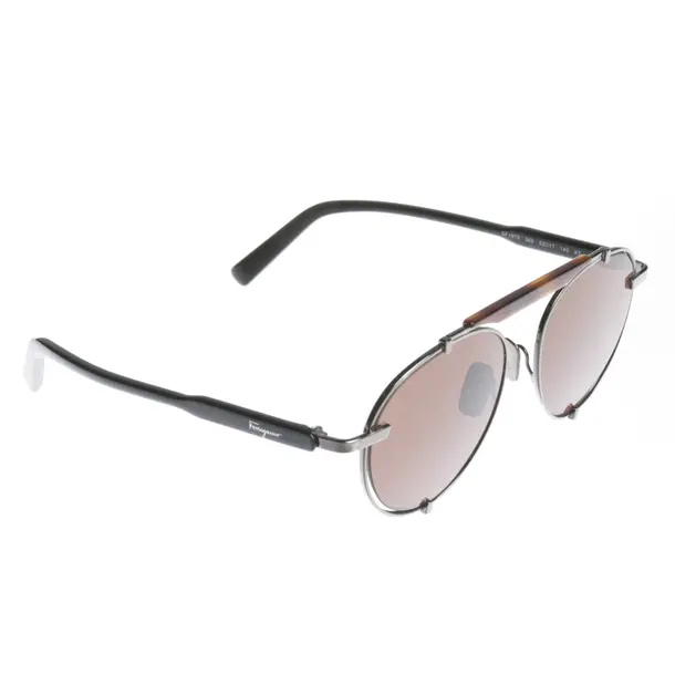 Sonnenbrille in Schwarz, Kunststoff / Metall, Salvatore Ferragamo