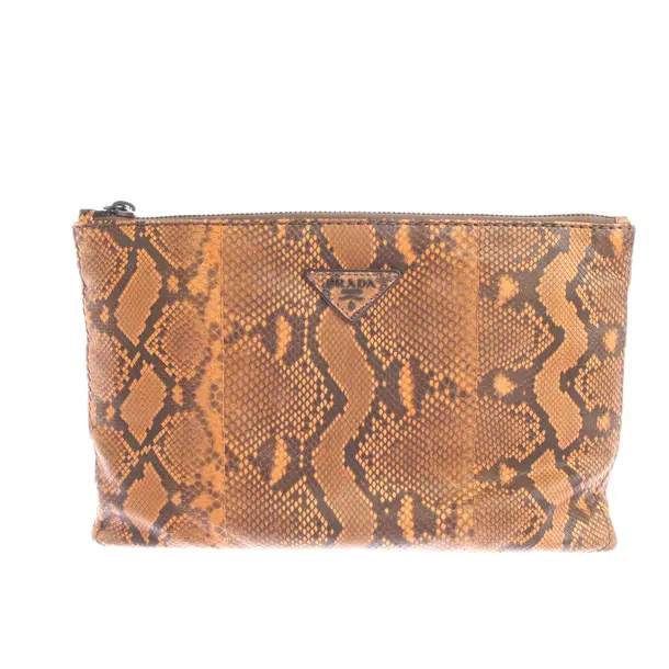 Clutch in Braun, Leder, Prada
