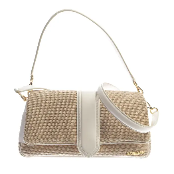 Shoulder Bag in White, Straw, Jacquemus
