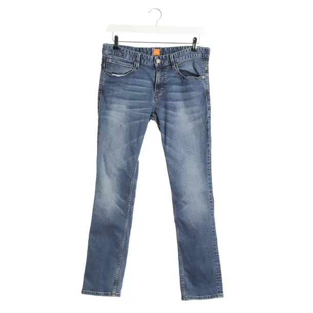 Straight Fit Jeans in Blue, Cotton, Hugo Boss Orange