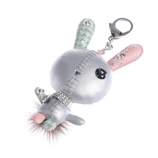 Keyring in Multicolored, Leather, Swarovski