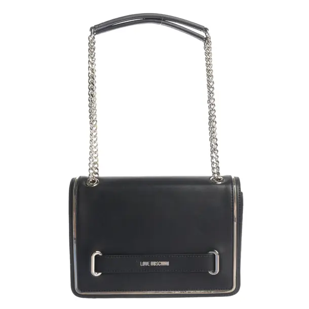 Shoulder Bag in Black, Leather, Love Moschino