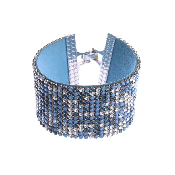 Armband in Blau, Leder, Swarovski