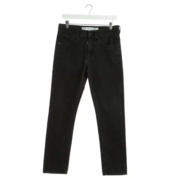Jeans Straight Fit in Schwarz, Baumwolle, Off-White