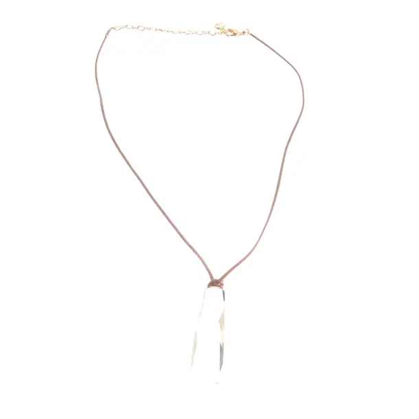 Necklace in Brown, Other Fibers, Swarovski